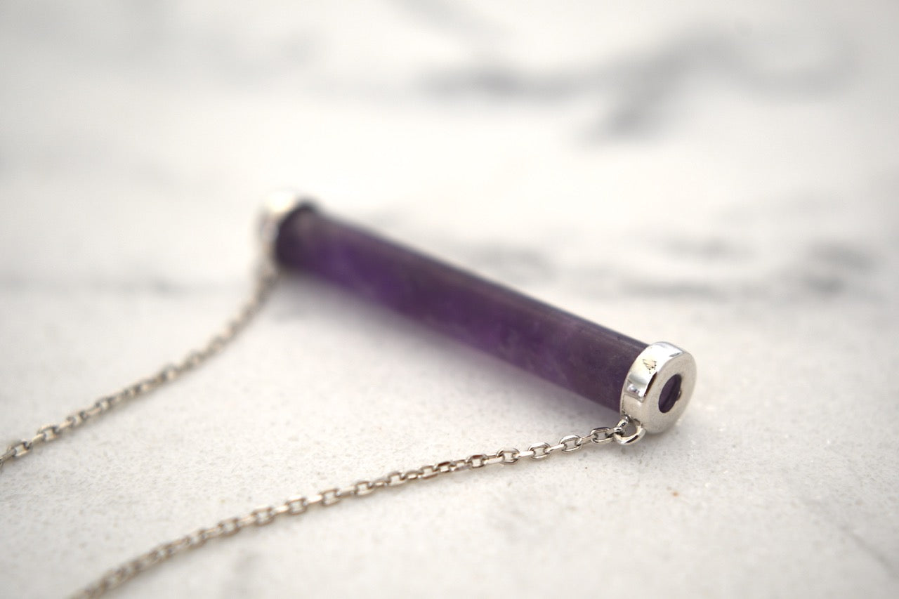 Aidyn Crystal Bar Necklace in White Gold